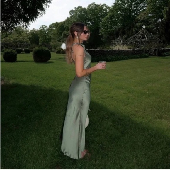 Reformation Casette Silk Dress Artichoke - Picture 6 of 6